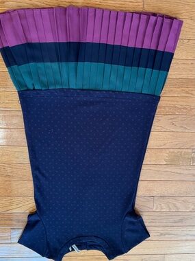 Deux par Deux Girls Pleated Colorblock Dress Navy Teal Purple Size 12